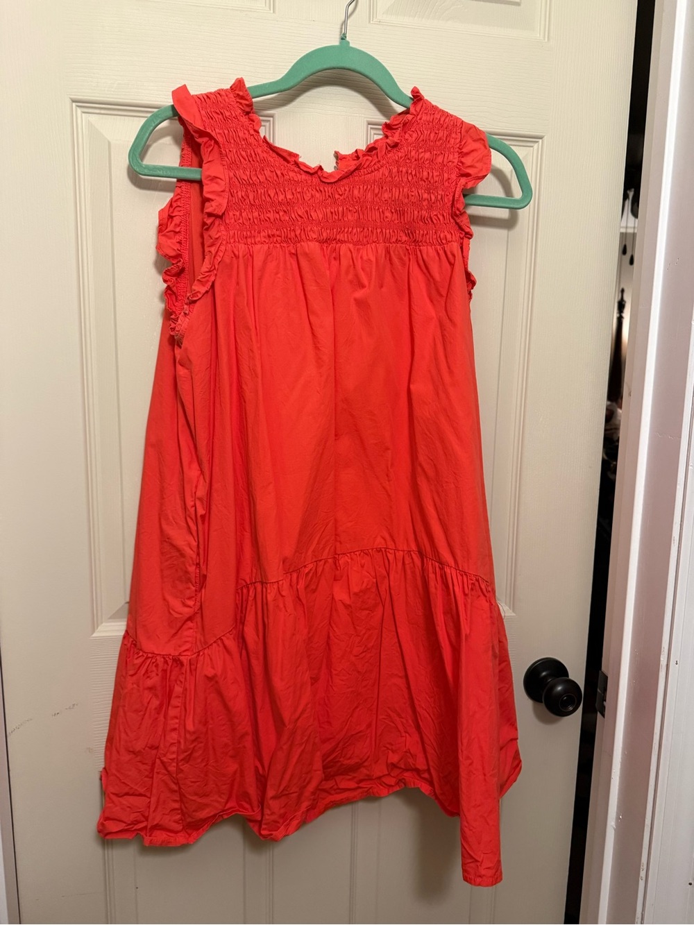 Merci Coral Ruffle-Trim Smocked Dress